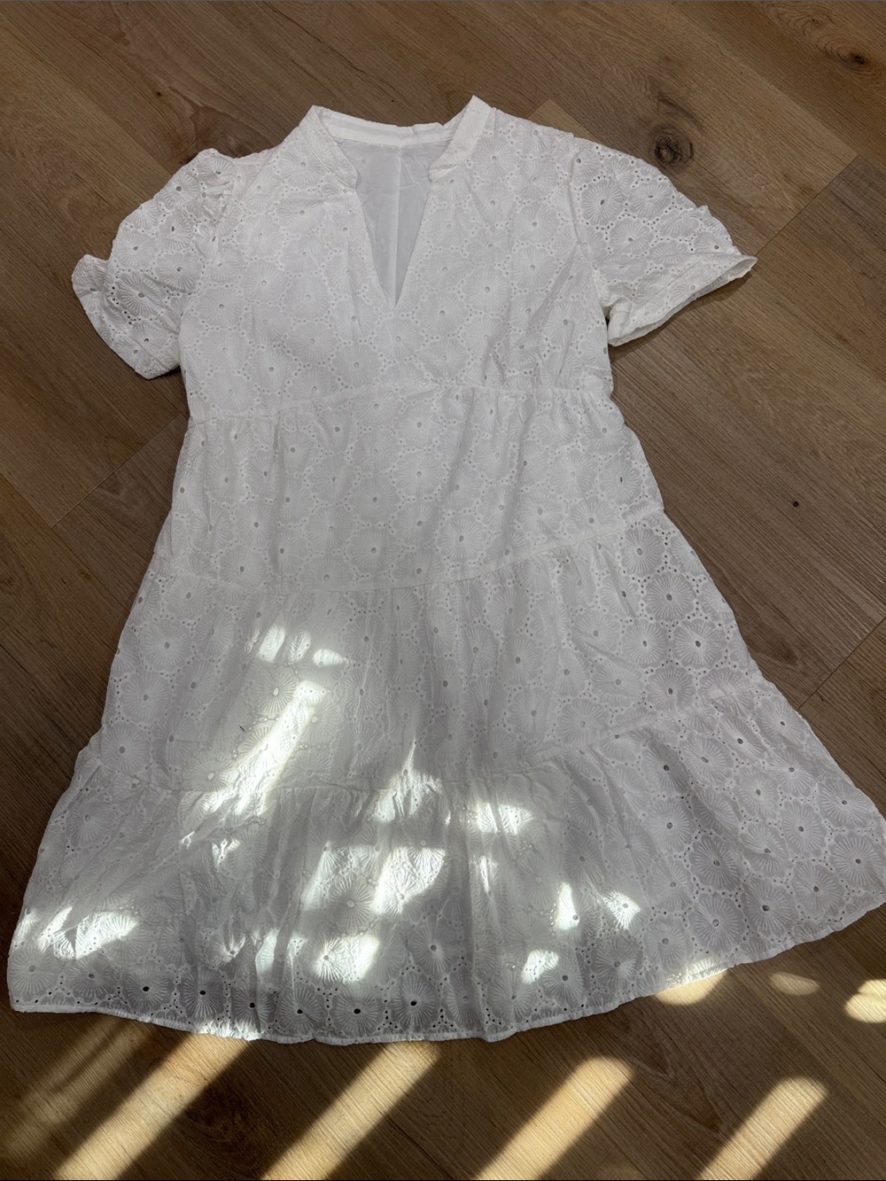 White Eyelet Tiered Dress for women